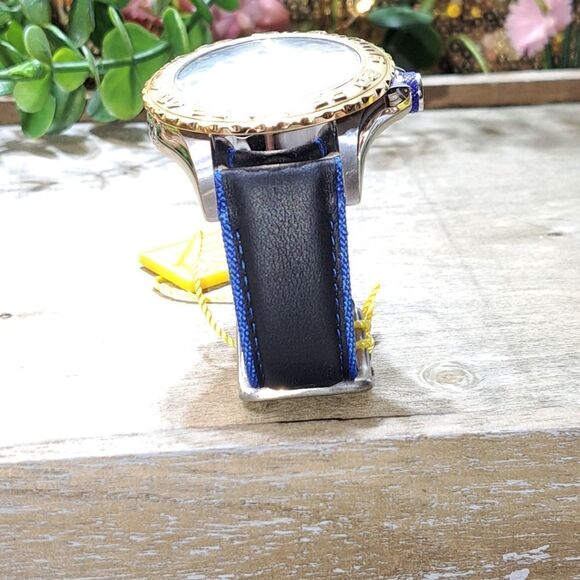 NWT INVICTA 18K PRO DIVER GOLD PLATED MENS SWISS MVMNT WATCH BLUE CALF LEATHER - Picture 6 of 16